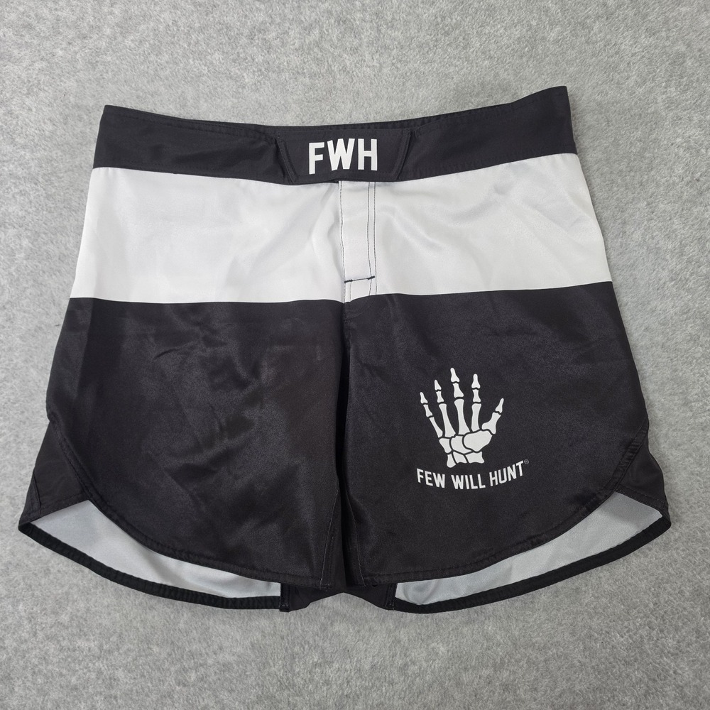 Few Will Hunt BJJ MMA Shorts Mens XL Black White Jiu Jitsu Grappling FWH